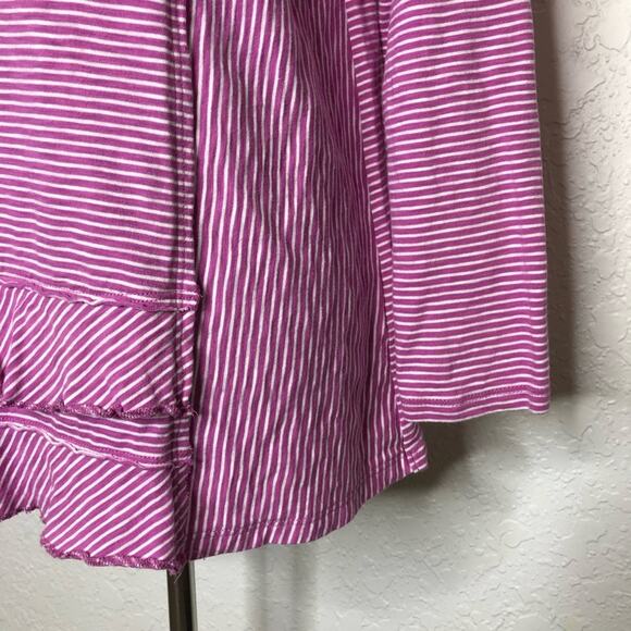 Soft Surroundings purple white striped ruffle hem knit top size Petite Medium - Picture 6 of 8